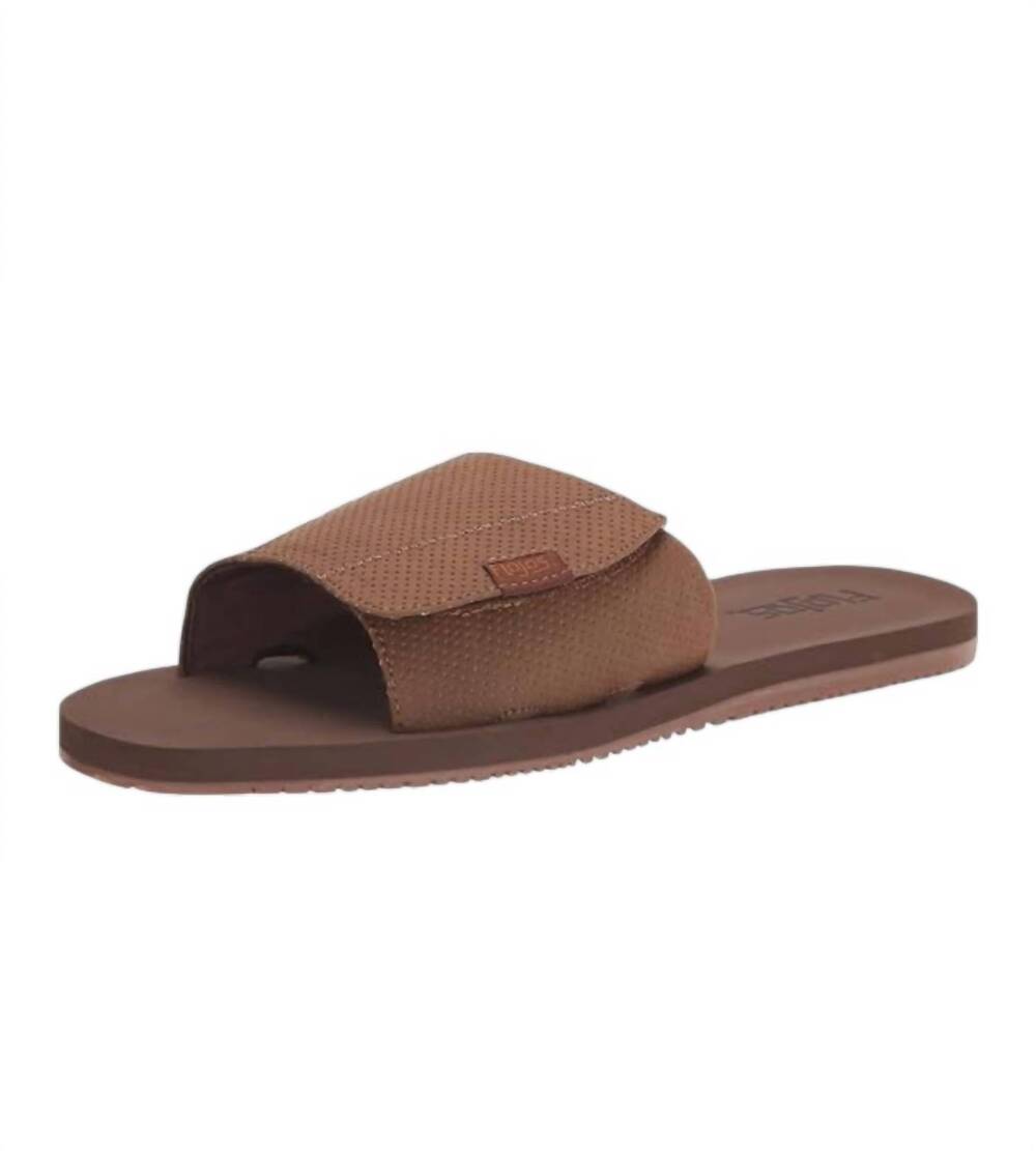 NEW FLOJOS men's duke hook and loop sandal in tan perforated